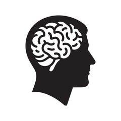Human brain silhouette. Medical concept logo vector.
