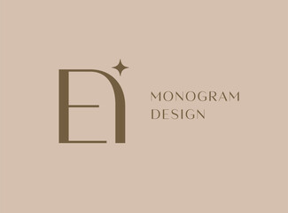 EI letter logo icon design. Classic style luxury initials monogram.