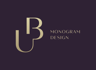 UB or BU letter logo icon design. Classic style luxury initials monogram.