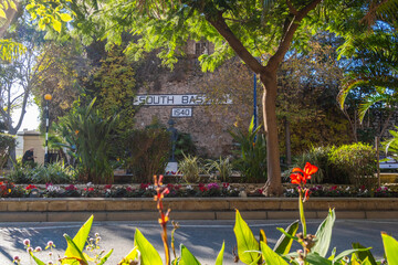 South Bastion, Gibraltar - December 14, 2023: Admiral Nelson Statue - Lord Nelson Memorial at Spain South Coast, Europe