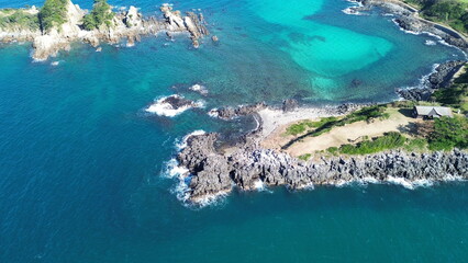 Drone view of Goto Fukue island, Nagasaki, Japan
