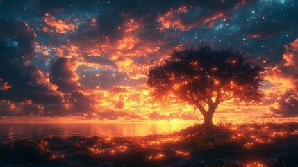 Obraz premium a White bus traveling on an asphalt road surrounded by trees, with a sunset backdrop for a peaceful rural scene.