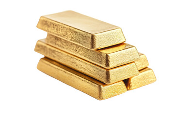 Gold bars stacks on white background,png