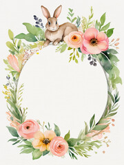 Fototapeta premium A blank wedding invitation adorned with a watercolor floral frame