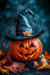 Photo of a child with face painting in the style of Day of the Dead, wearing colorful flowers on her head and looking at the camera, isolated on a yellow background with copy space area.