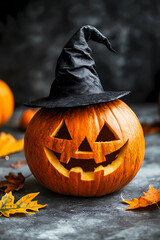 Photo of a child with face painting in the style of Day of the Dead, wearing colorful flowers on her head and looking at the camera, isolated on a yellow background with copy space area.