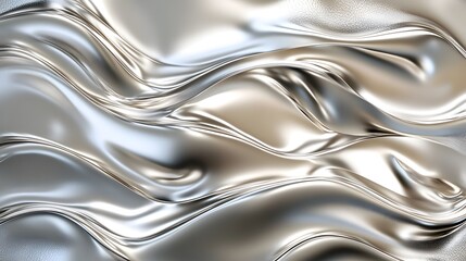 Abstract golden metallic background with shiny waves. Golden chrome waves background.