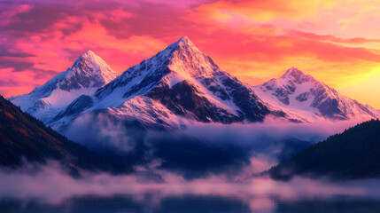 Snow-Capped Mountain at Dawn