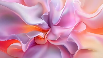 Obraz premium Close-up of abstract floral forms, fluid organic shapes resembling flowing petals, soft pastel colors, smooth transitions, vibrant lighting, digital art.