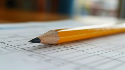 Pencil resting on an overall range view of an order or inquiry form