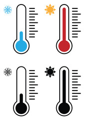 Thermometer Showing Heat and Cold Silhouette. Outdoor temperature measuring device vector
