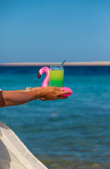 cocktails by the sea. Selective focus.