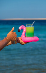 cocktails by the sea. Selective focus.