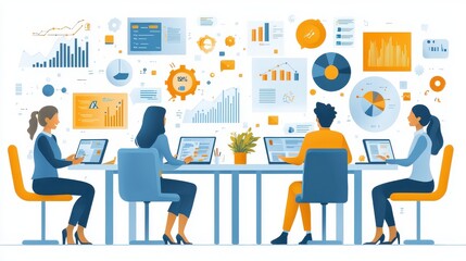 social-media-marketing-data-analyst-teamwork-concept-business-activities-flat-illustrations-white-background