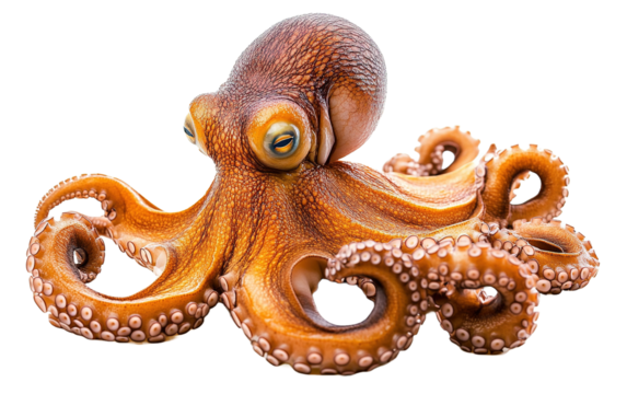 Funny octopus on white background,png