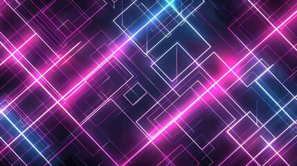 Vibrant abstract background featuring glowing lines and geometric shapes in pink and blue hues, perfect for modern design projects.