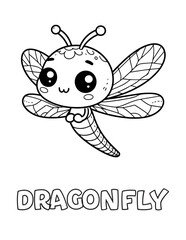 Dragonfly Baby Animal Cartoon Coloring book with name