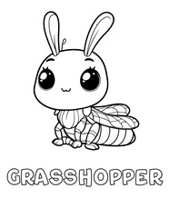 Grasshopper Baby Animal Cartoon Coloring book with name
