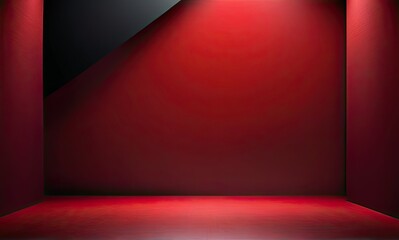 Obraz premium dimly lit red stage with a bold shadow cast on the upper-left corner