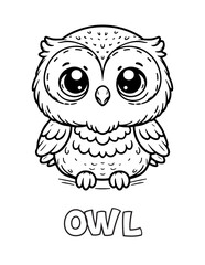 Owl Baby Animal Cartoon Coloring book with name