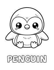 Penguin Baby Animal Cartoon Coloring book with name