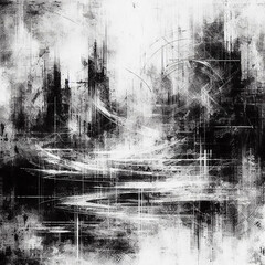 black and white abstract background, blurry lines, blurred drawing, Al Generation	