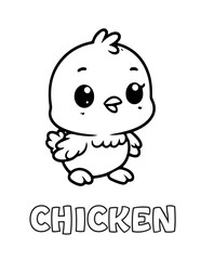 Chicken Baby Animal Cartoon Coloring book with name