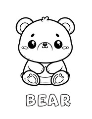 Obraz premium Bear Baby Animal Cartoon Coloring book with name