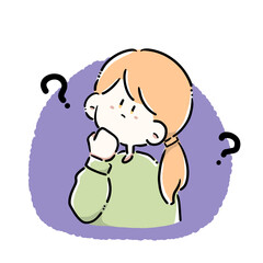 はてなを浮かべている女性(背景付)