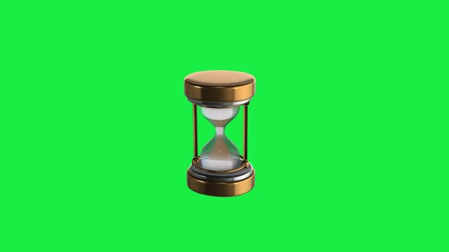 3D Animation of Hourglass Icon on chroma key green screen. Perfect for time concept and definition of period.