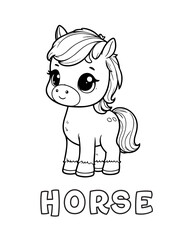 Horse Baby Animal Cartoon Coloring book with name