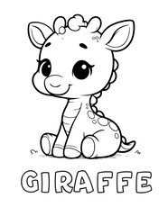 Giraffe Baby Animal Cartoon Coloring book with name
