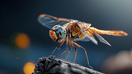 Close-up portrait of dragonfly with diamond studs.
