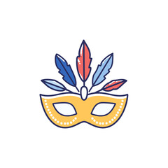 Obraz premium Venetian mask with feathers vector icon art design