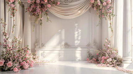 Classic luxury wedding ceremony backdrop interior wall background and copy space