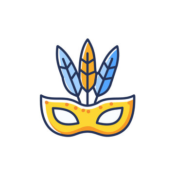 recommend clip art: Venetian mask with feathers vector icon art design