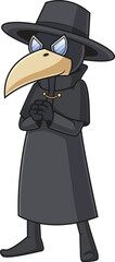 Cartoon creepy plague doctor vector illustration