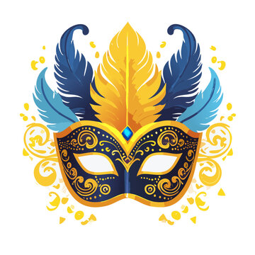 recommend clip art: Venetian mask with feathers vector art illustration design
