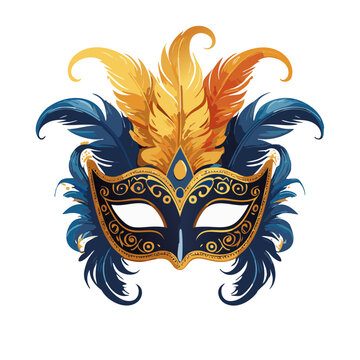 recommend clip art: Venetian mask with feathers vector art illustration design