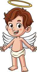 Cartoon happy angel character vector illustration