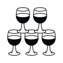 Multiple wine glasses ready for a toast to love and happiness