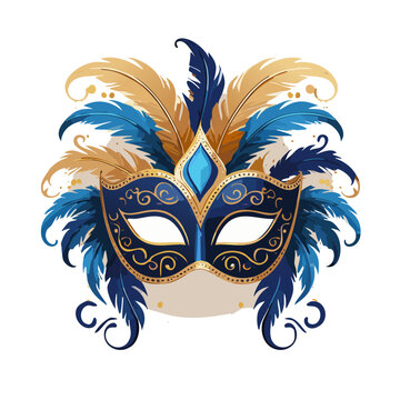recommend clip art: Venetian mask with feathers vector art illustration design