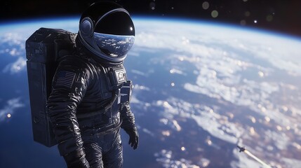 A man in an astronaut suit floating through the clouds, AI