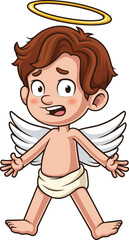 Cartoon shocked cherub character vector illustration