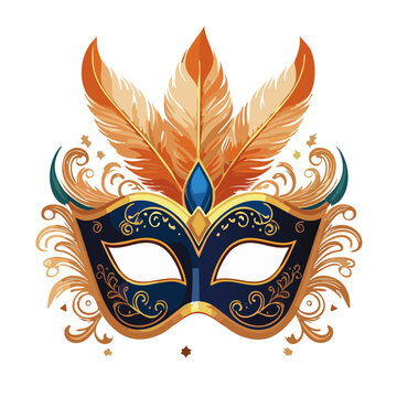 recommend clip art: Venetian mask with feathers vector art illustration design