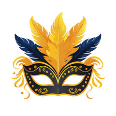 Obraz premium Venetian mask with feathers vector art illustration design