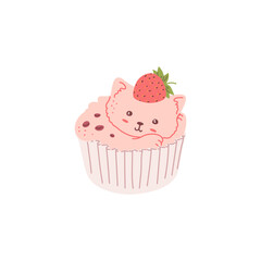 Cute cat food. Strawberry cupcake.