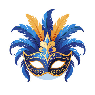 recommend clip art: Venetian mask with feathers vector art illustration design