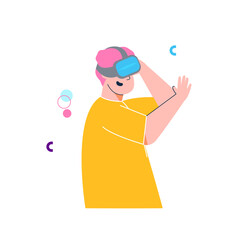Guy uses reality glasses illustration