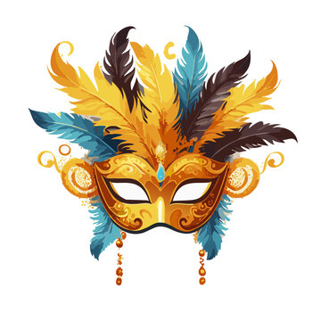 recommend clip art: Venetian mask with feathers vector art illustration design